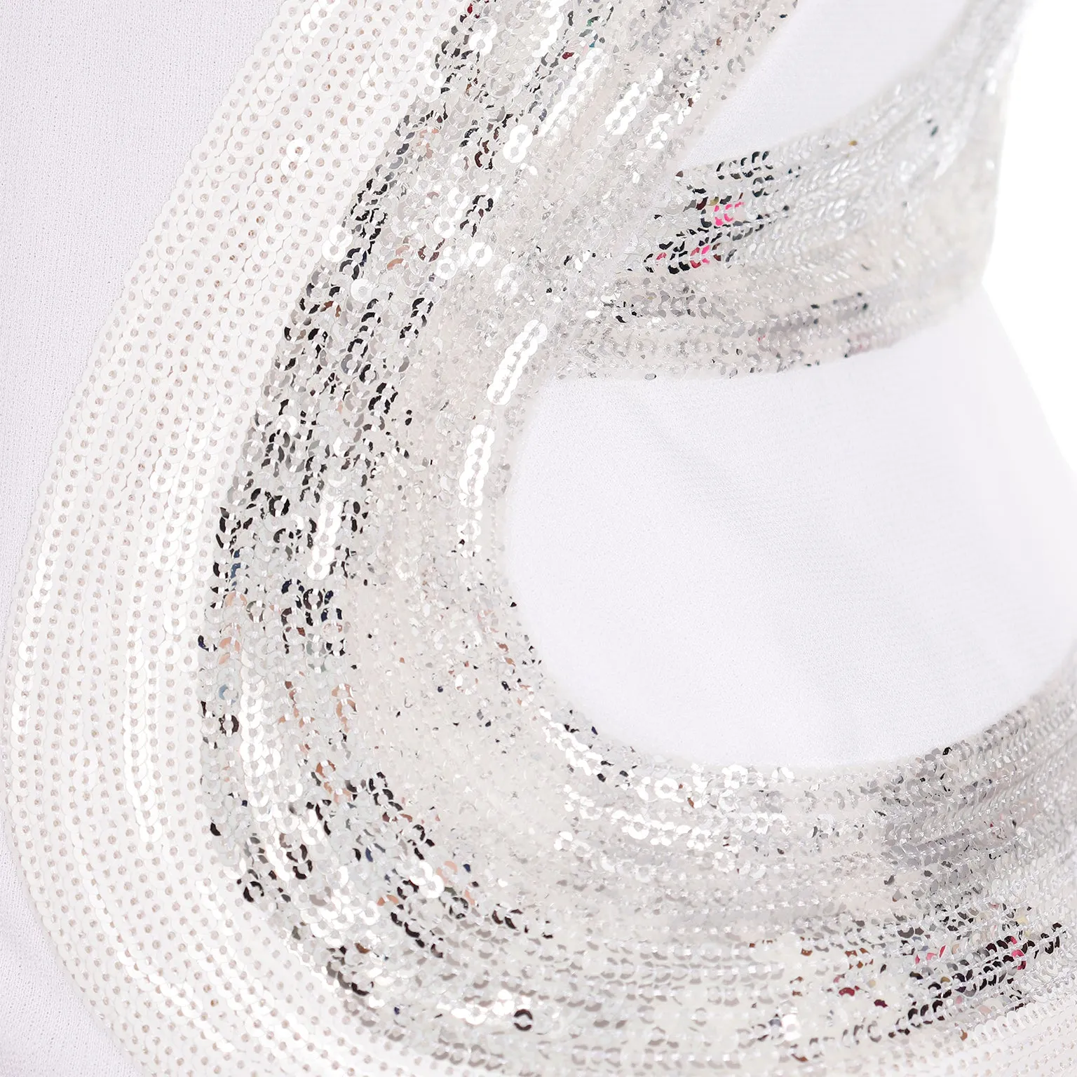 2007 Versace Runway White Evening Dress w Silver Sequins & Open Back