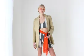 90s Spanish Leather Minimal Beige Button Up Coat by Manuel Herrero, Madrid