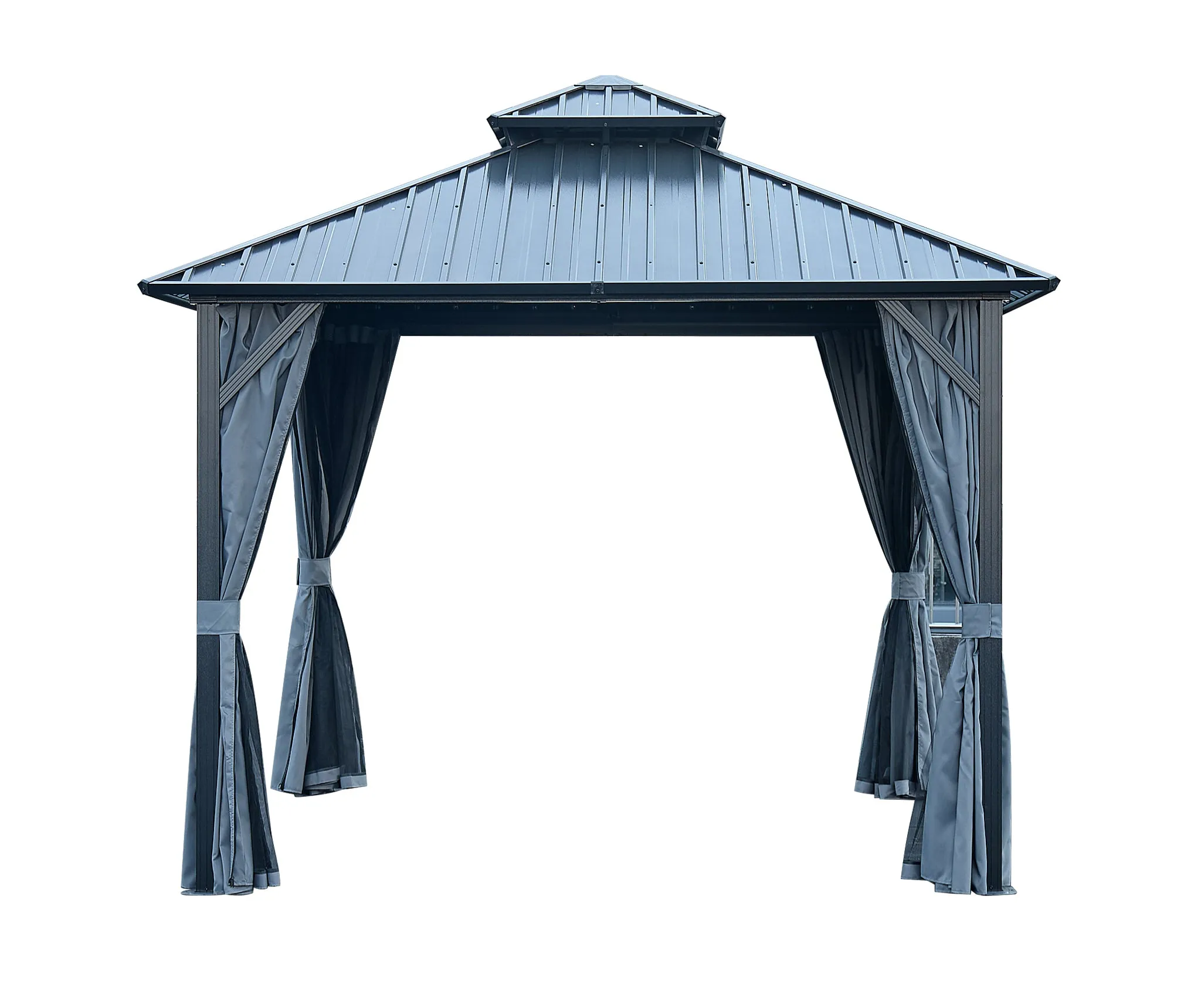 Afix 12 X 12 ft  Permanent Hardtop Gazebo Canopy - Black