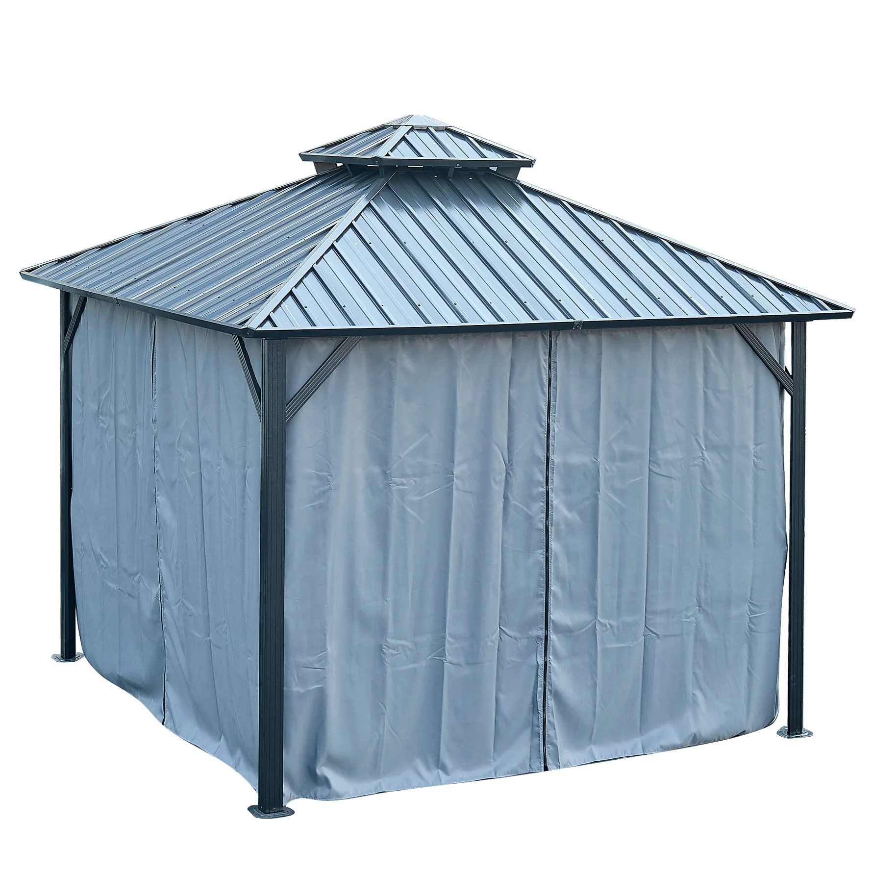 Afix 12 X 12 ft  Permanent Hardtop Gazebo Canopy - Black