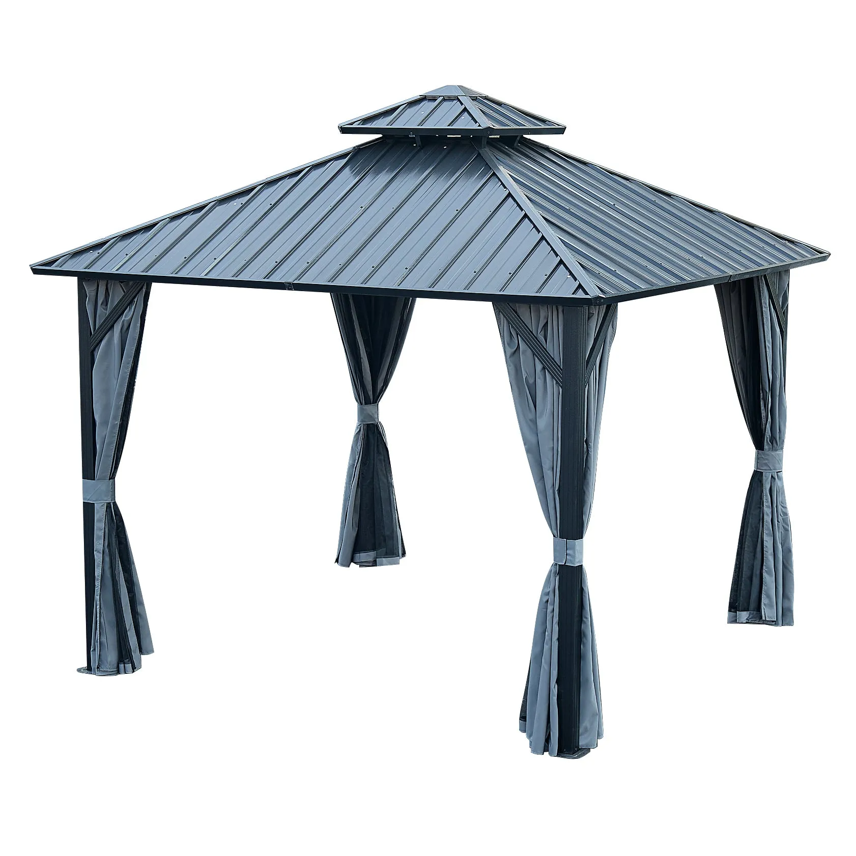 Afix 12 X 12 ft  Permanent Hardtop Gazebo Canopy - Black