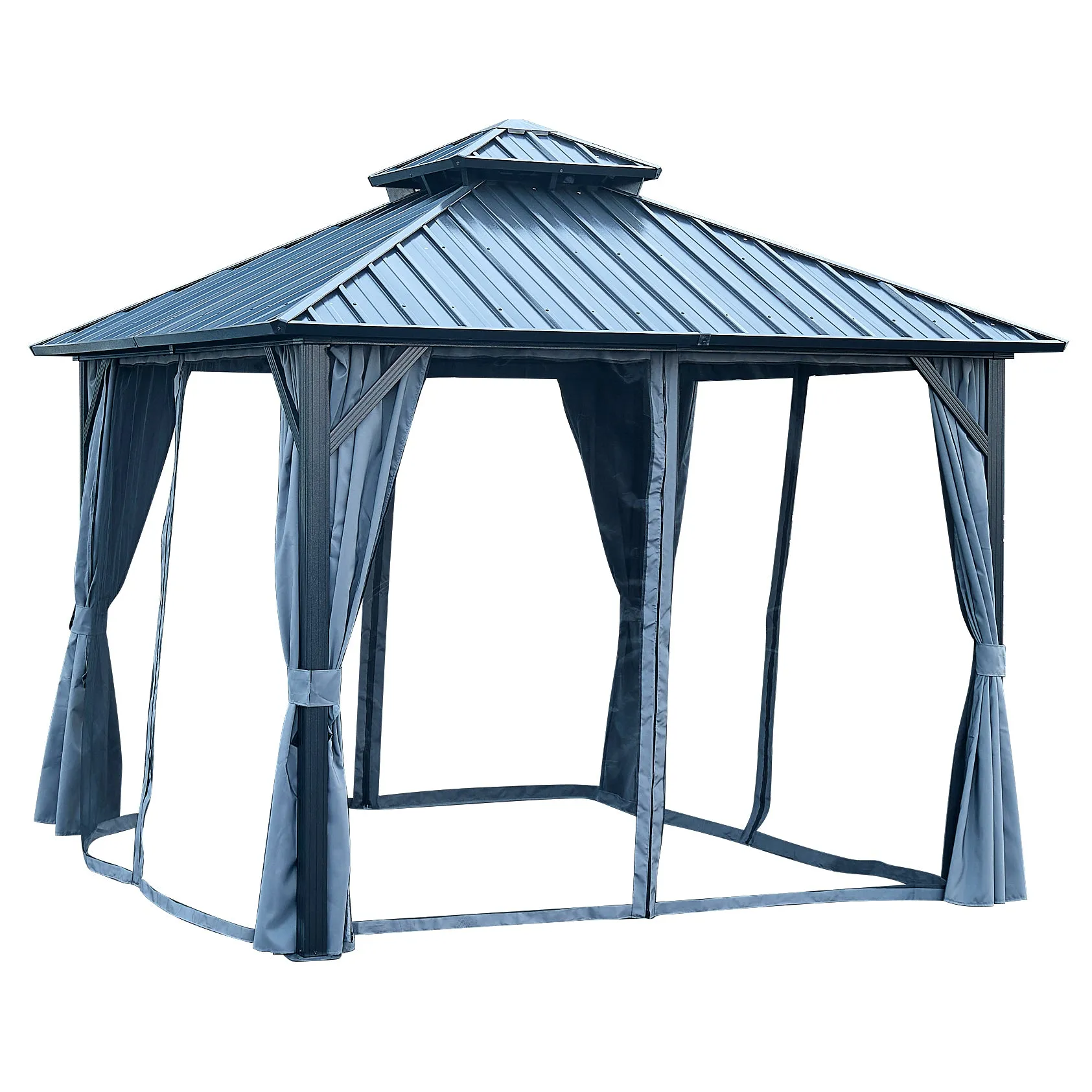 Afix 12 X 12 ft  Permanent Hardtop Gazebo Canopy - Black