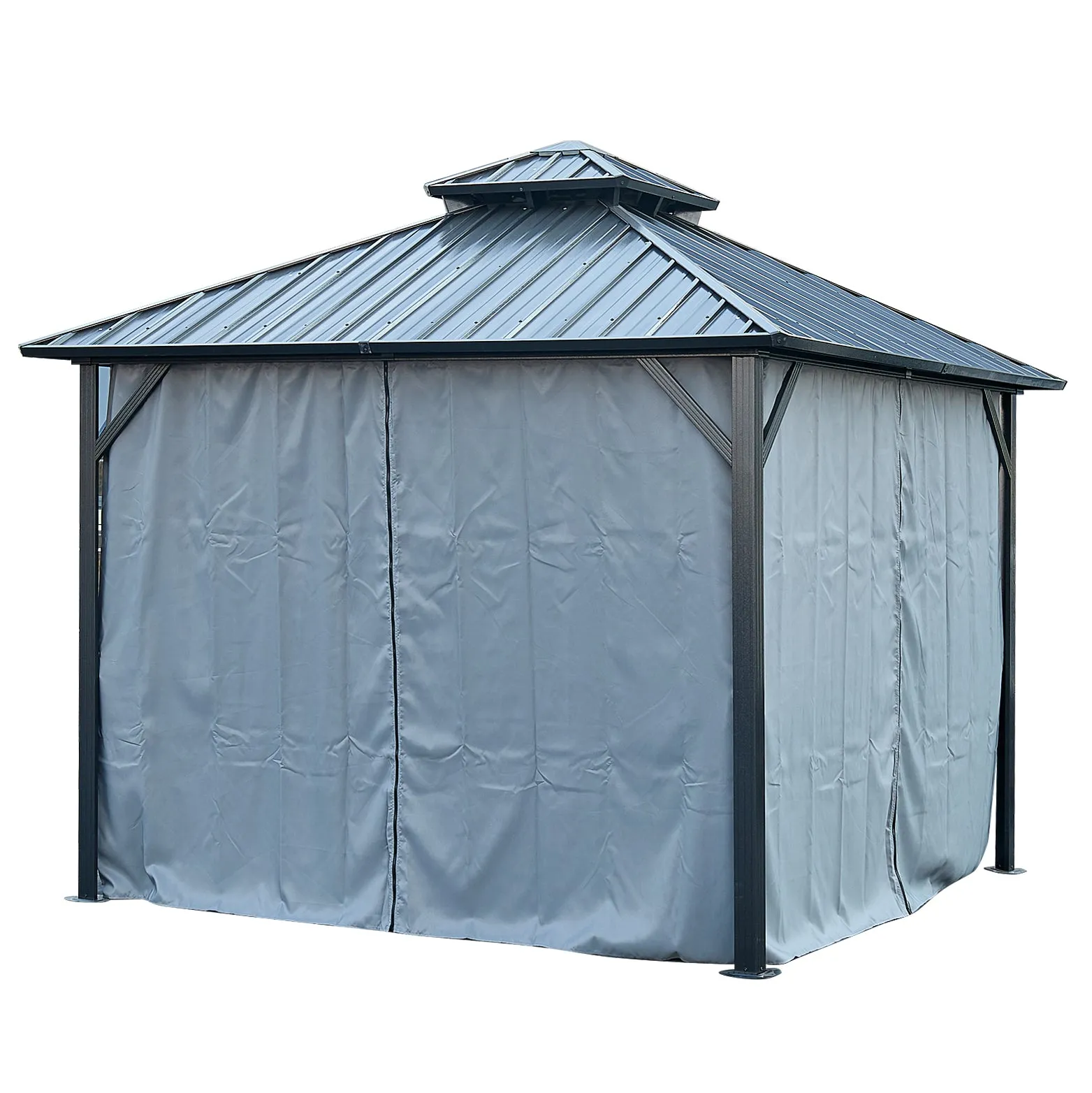 Afix 12 X 12 ft  Permanent Hardtop Gazebo Canopy - Black