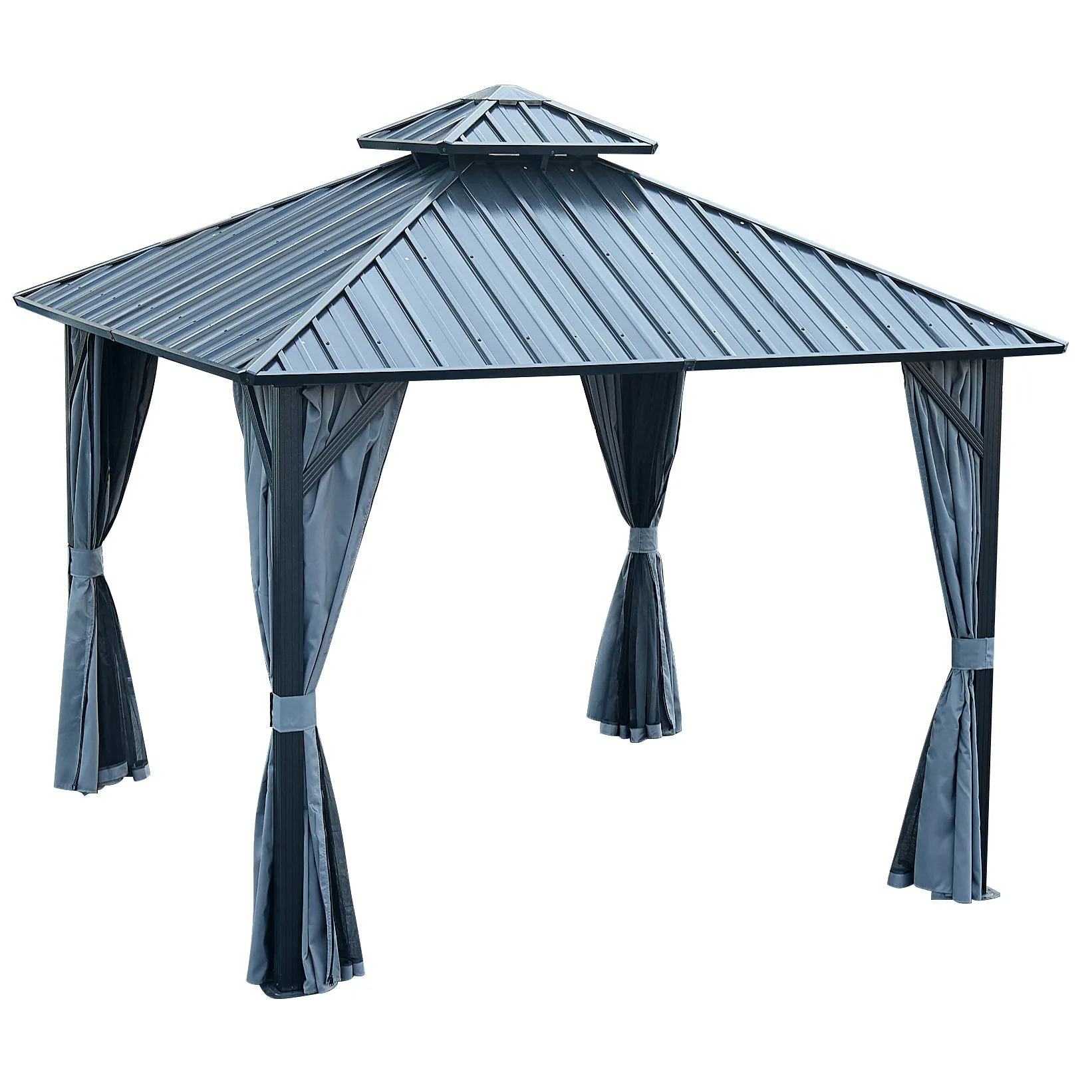 Afix 12 X 12 ft  Permanent Hardtop Gazebo Canopy - Black