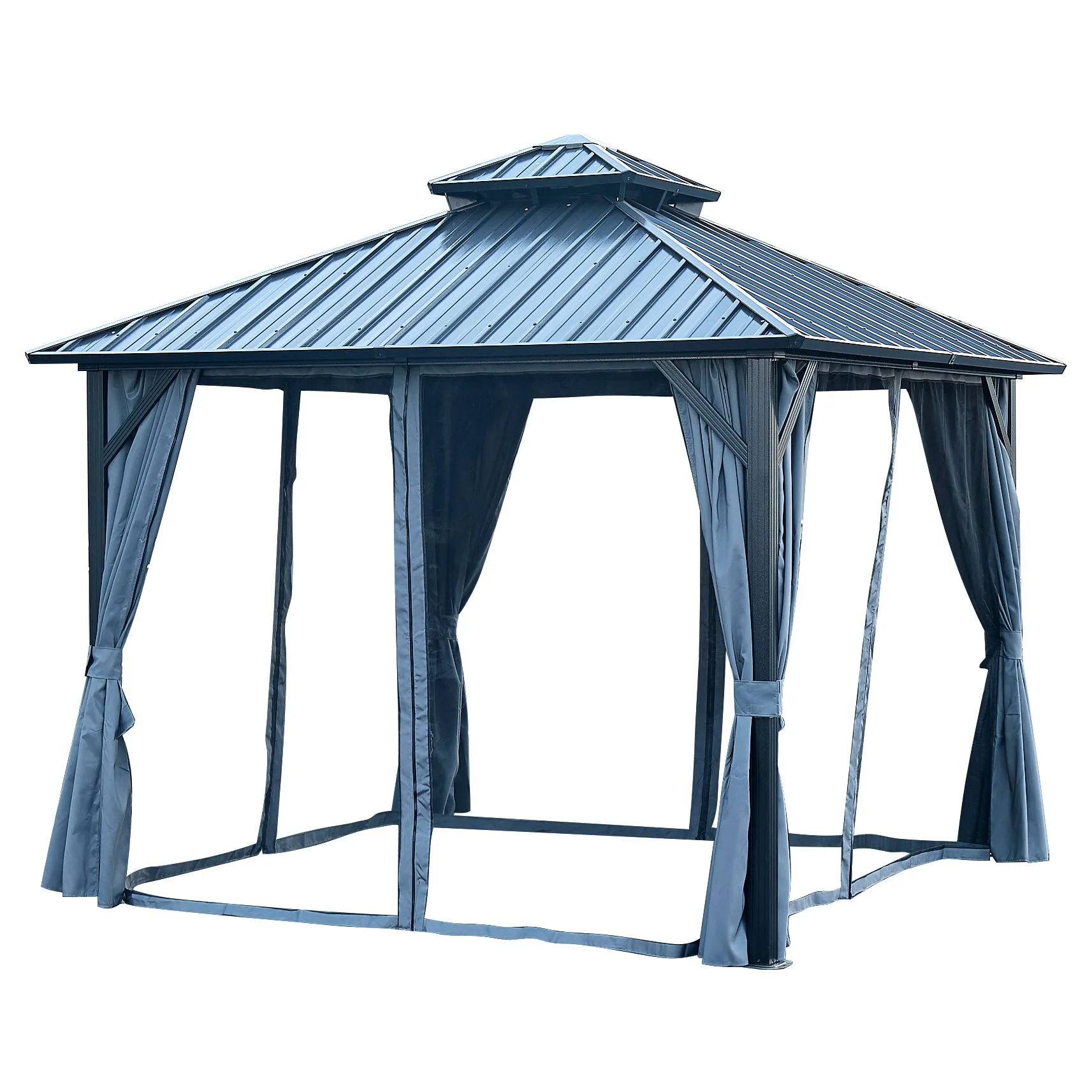 Afix 12 X 12 ft  Permanent Hardtop Gazebo Canopy - Black
