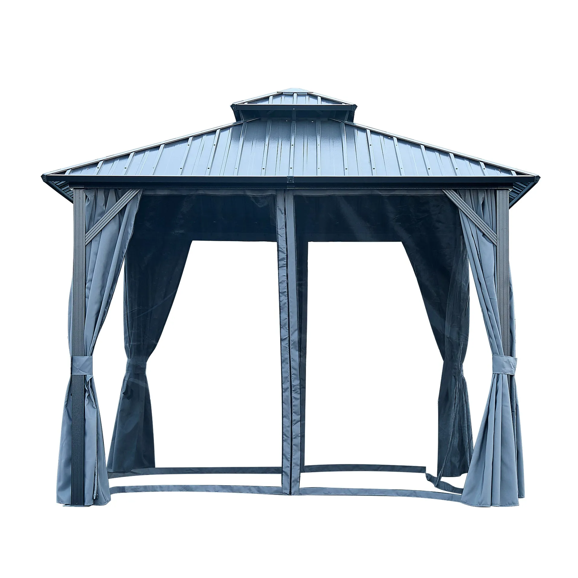 Afix 12 X 12 ft  Permanent Hardtop Gazebo Canopy - Black