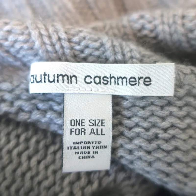 Autumn Cashmere Cowl Neck Poncho Sweater Gray Cashmere-Blend Cable Knit One Size