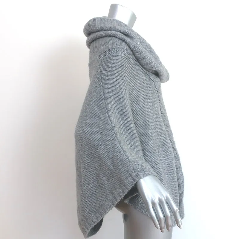 Autumn Cashmere Cowl Neck Poncho Sweater Gray Cashmere-Blend Cable Knit One Size