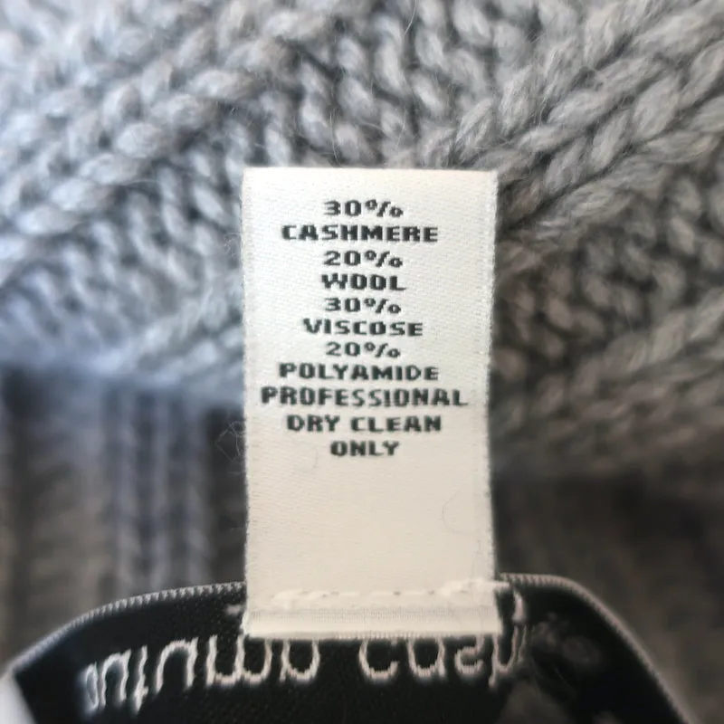 Autumn Cashmere Cowl Neck Poncho Sweater Gray Cashmere-Blend Cable Knit One Size
