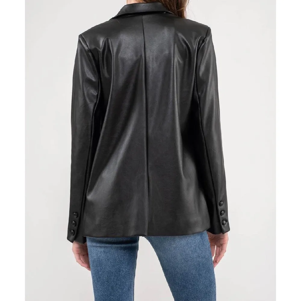 Avery Faux Leather Blazer