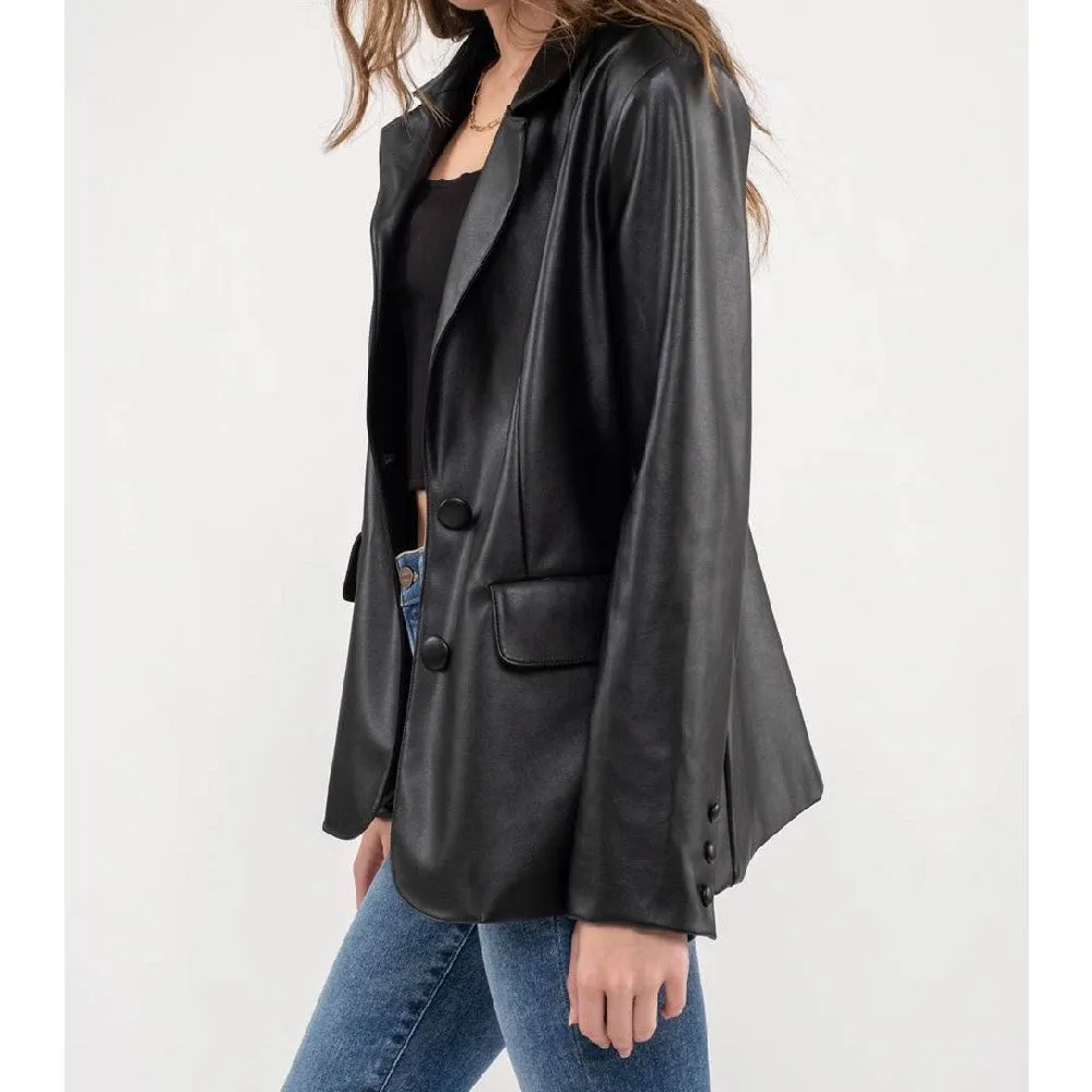 Avery Faux Leather Blazer
