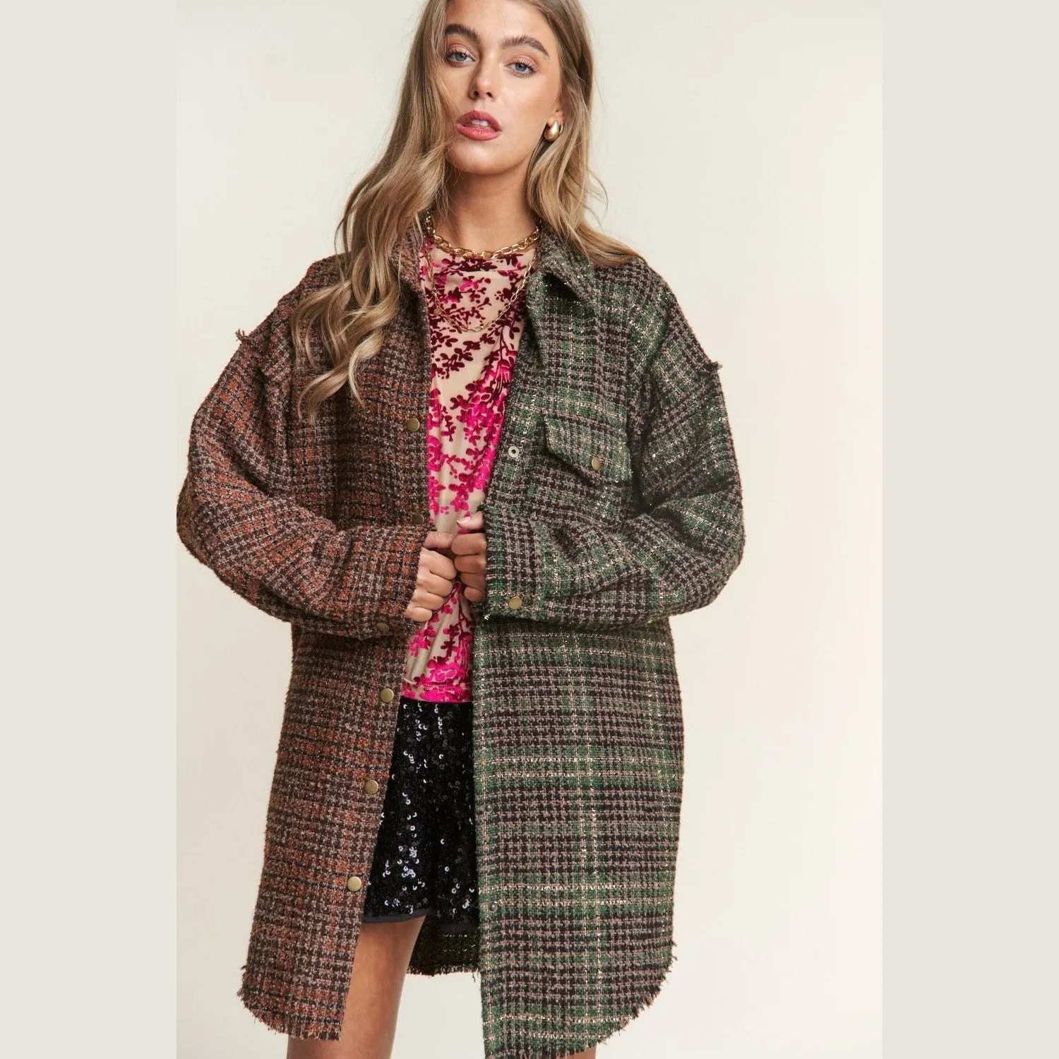 Boyfriend Tweed Plaid Shacket