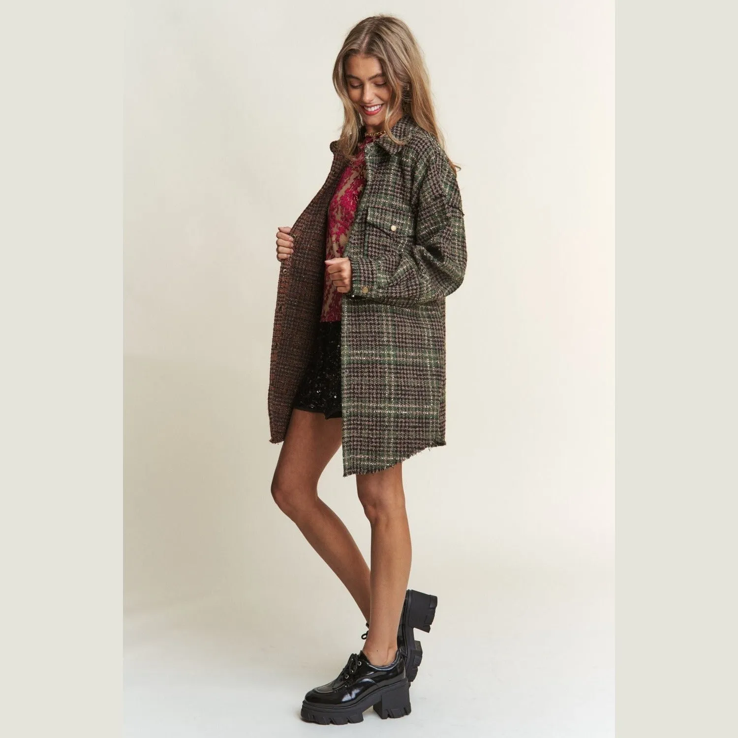 Boyfriend Tweed Plaid Shacket
