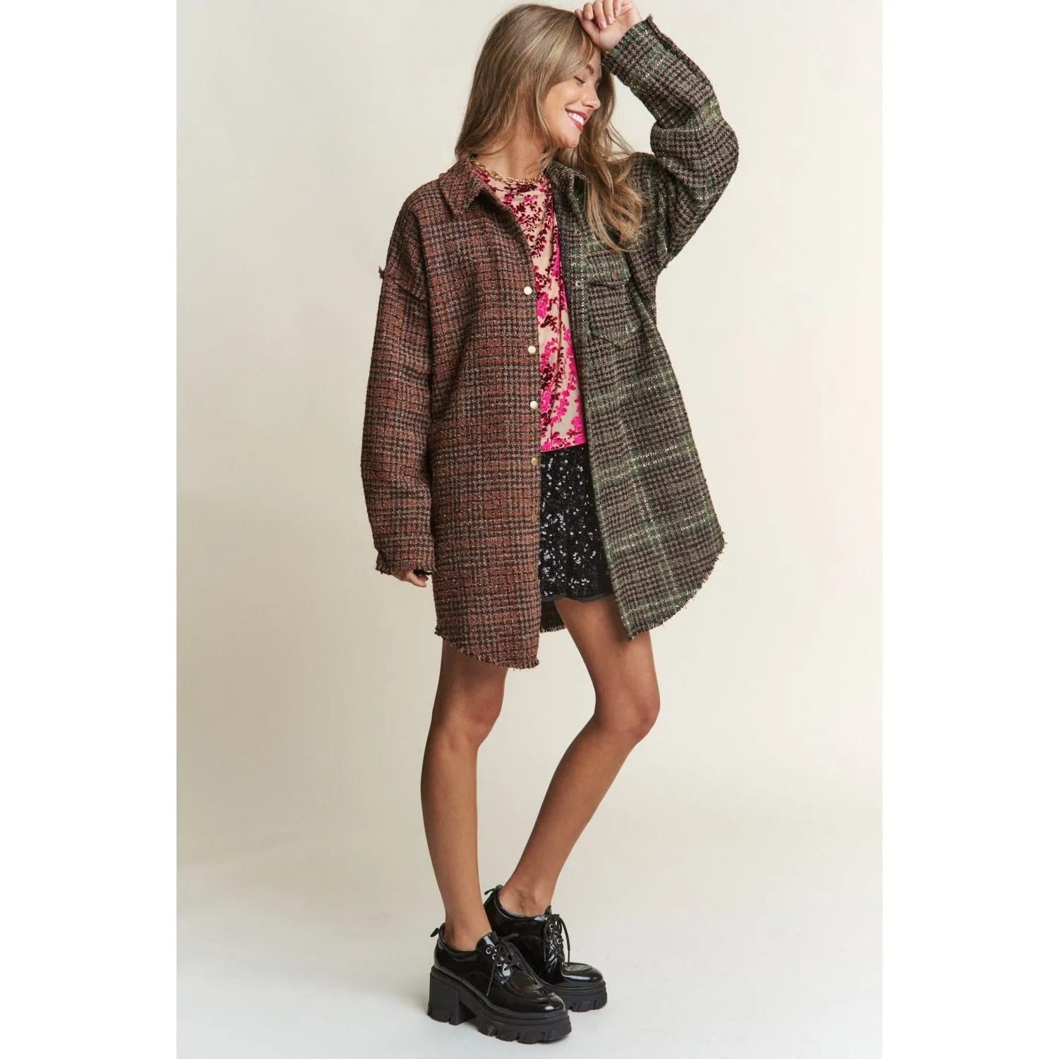 Boyfriend Tweed Plaid Shacket