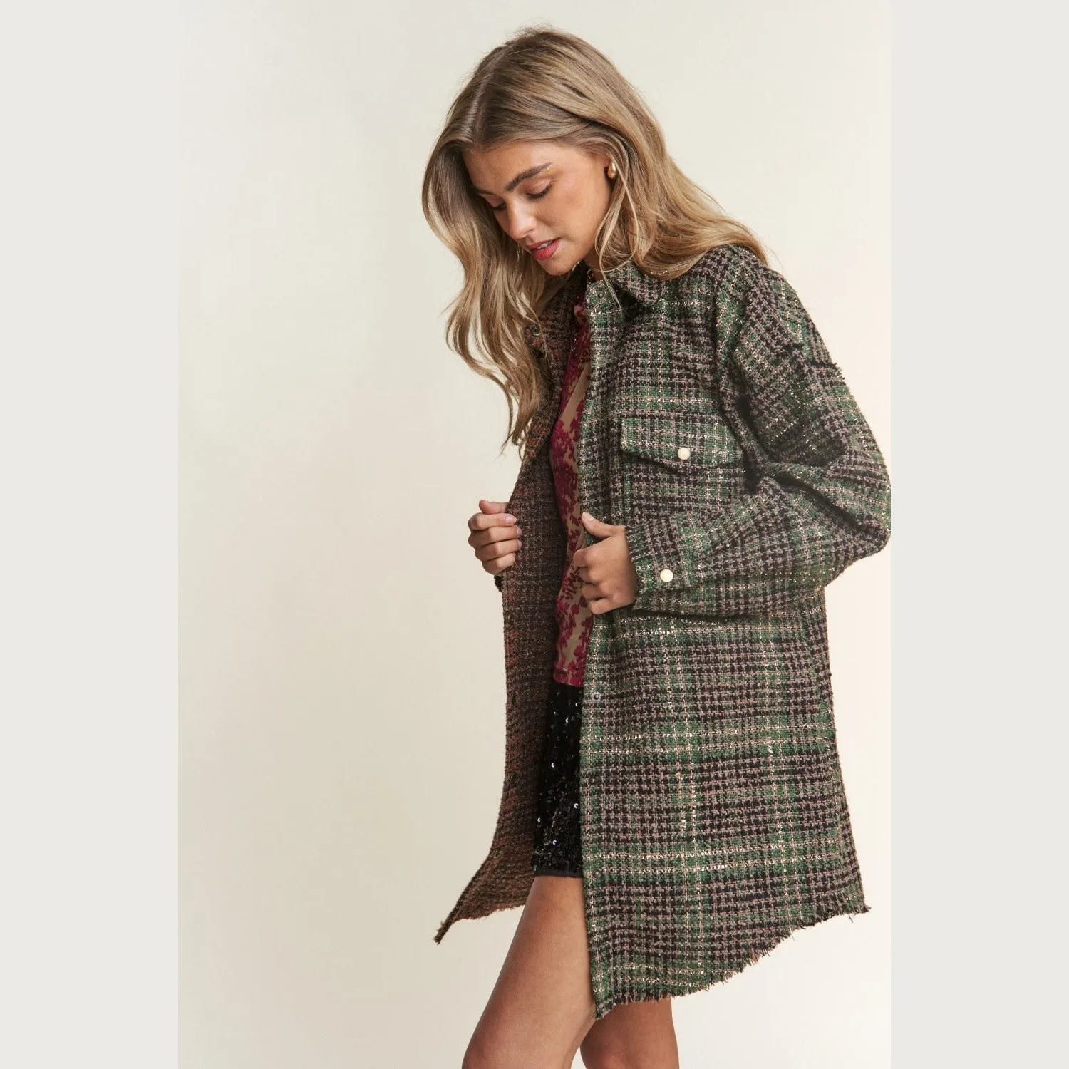 Boyfriend Tweed Plaid Shacket