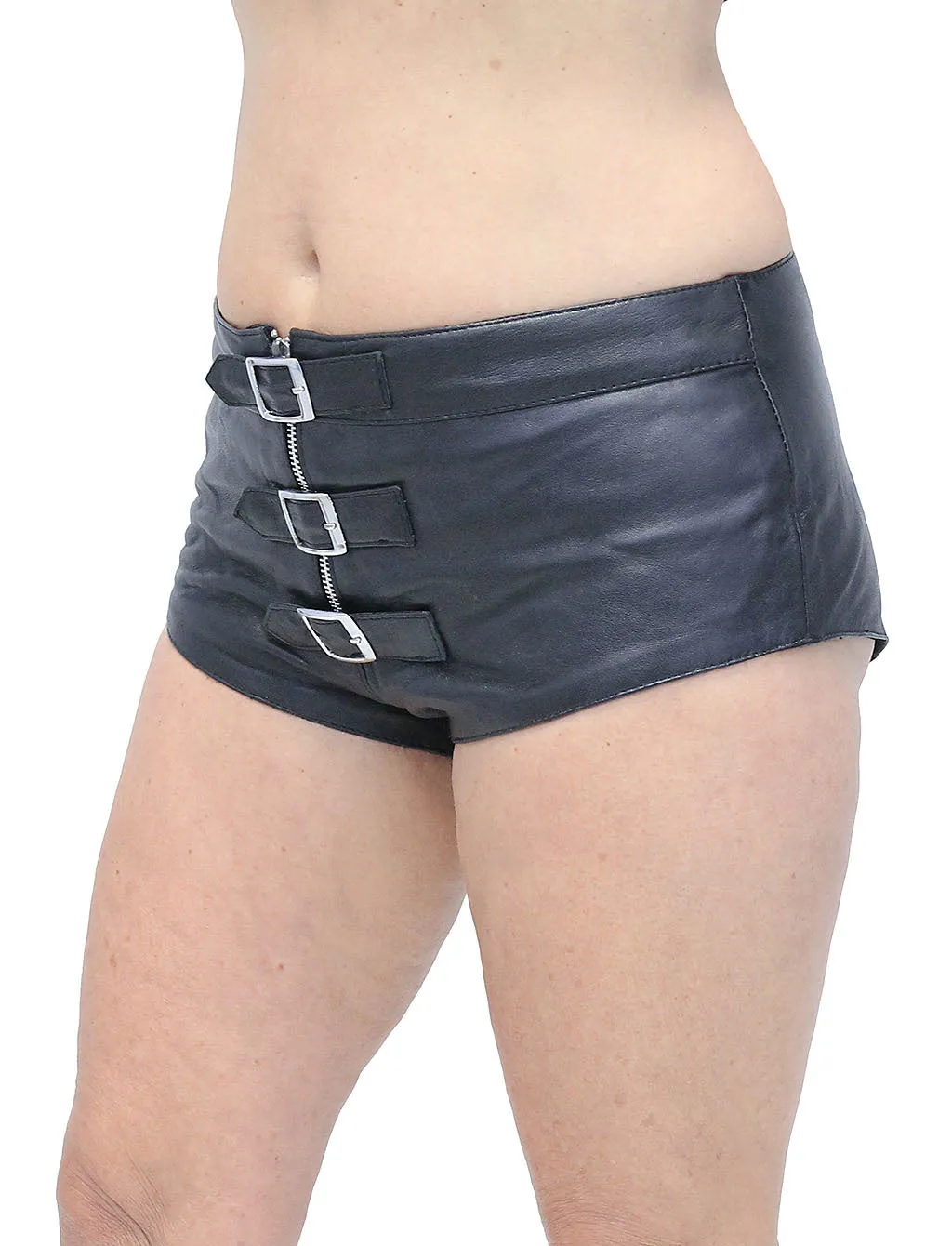 Buckle Front Leather Skimpy Hot Pants #SH31090BUK ()