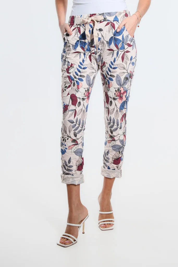 Collins Lovely Leaves Stretch Tie Waist Pant (PL160L)