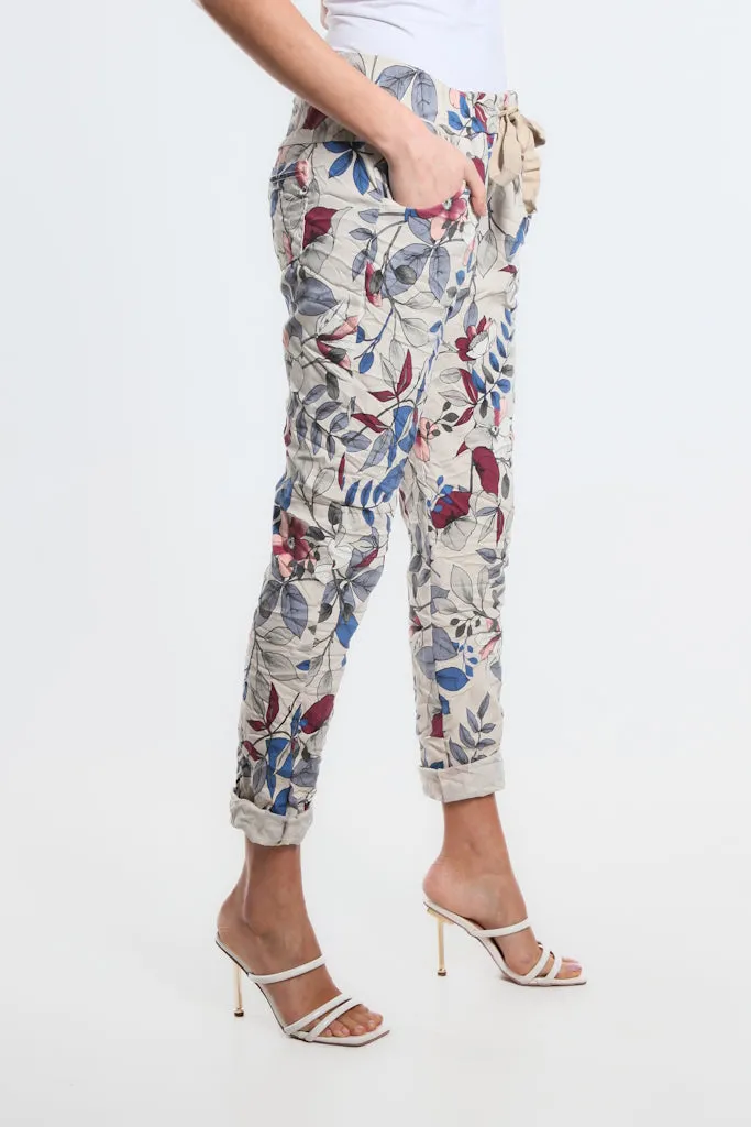 Collins Lovely Leaves Stretch Tie Waist Pant (PL160L)