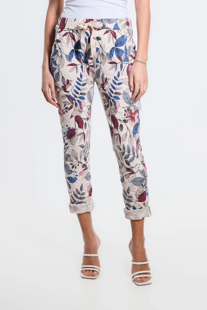 Collins Lovely Leaves Stretch Tie Waist Pant (PL160L)
