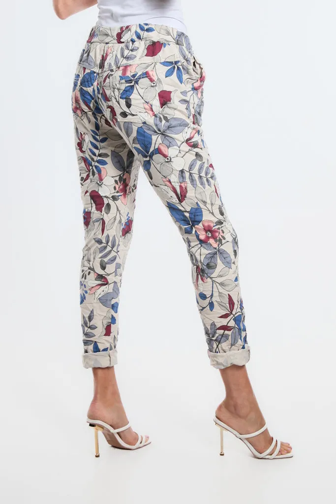 Collins Lovely Leaves Stretch Tie Waist Pant (PL160L)
