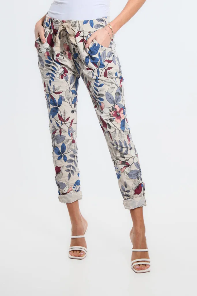 Collins Lovely Leaves Stretch Tie Waist Pant (PL160L)