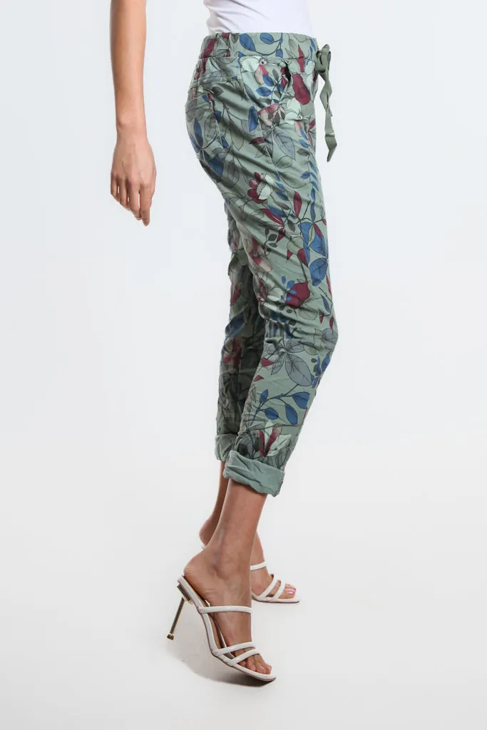 Collins Lovely Leaves Stretch Tie Waist Pant (PL160L)