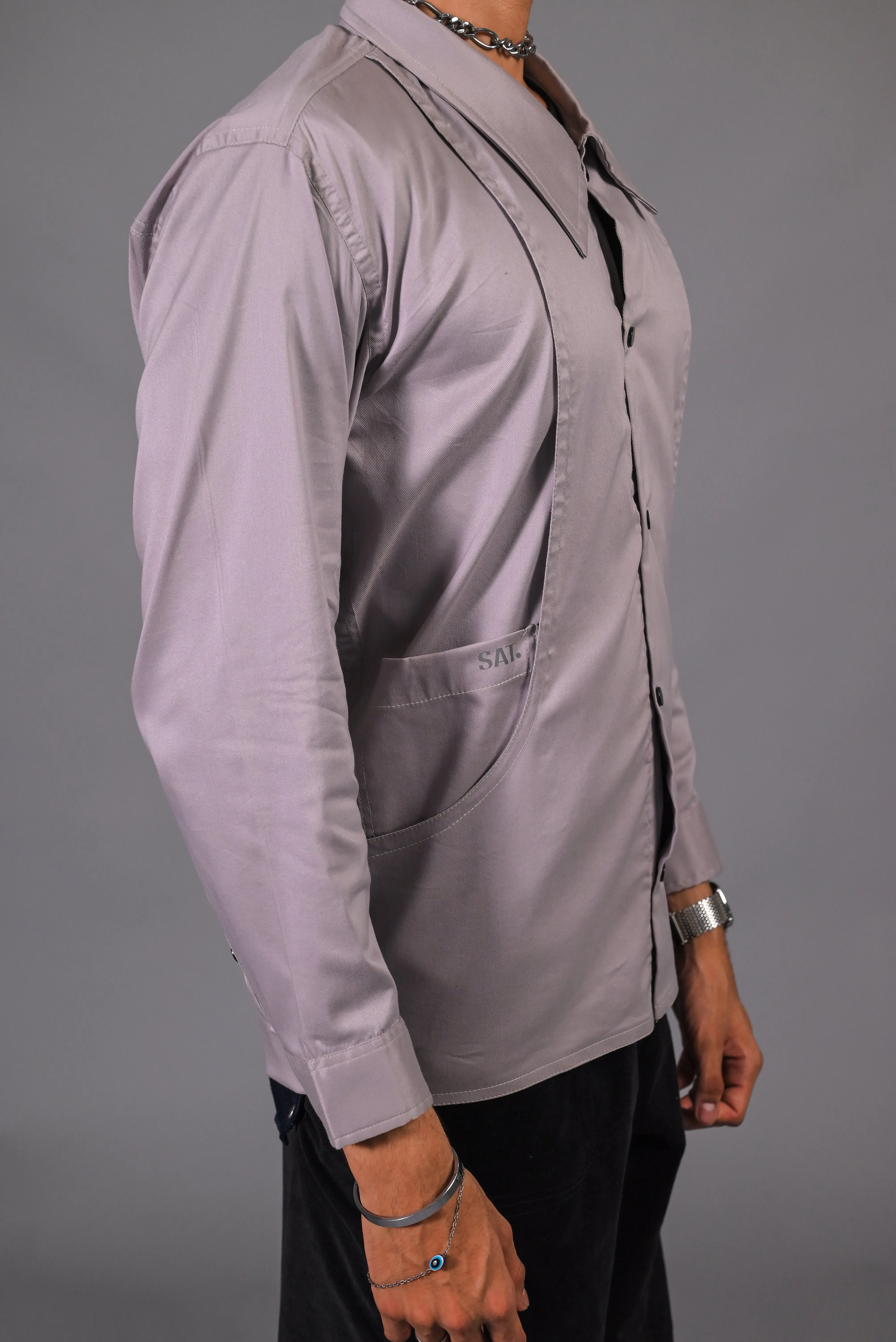 Cool Grey Panel Jacket - Panel Pocket Jacket
