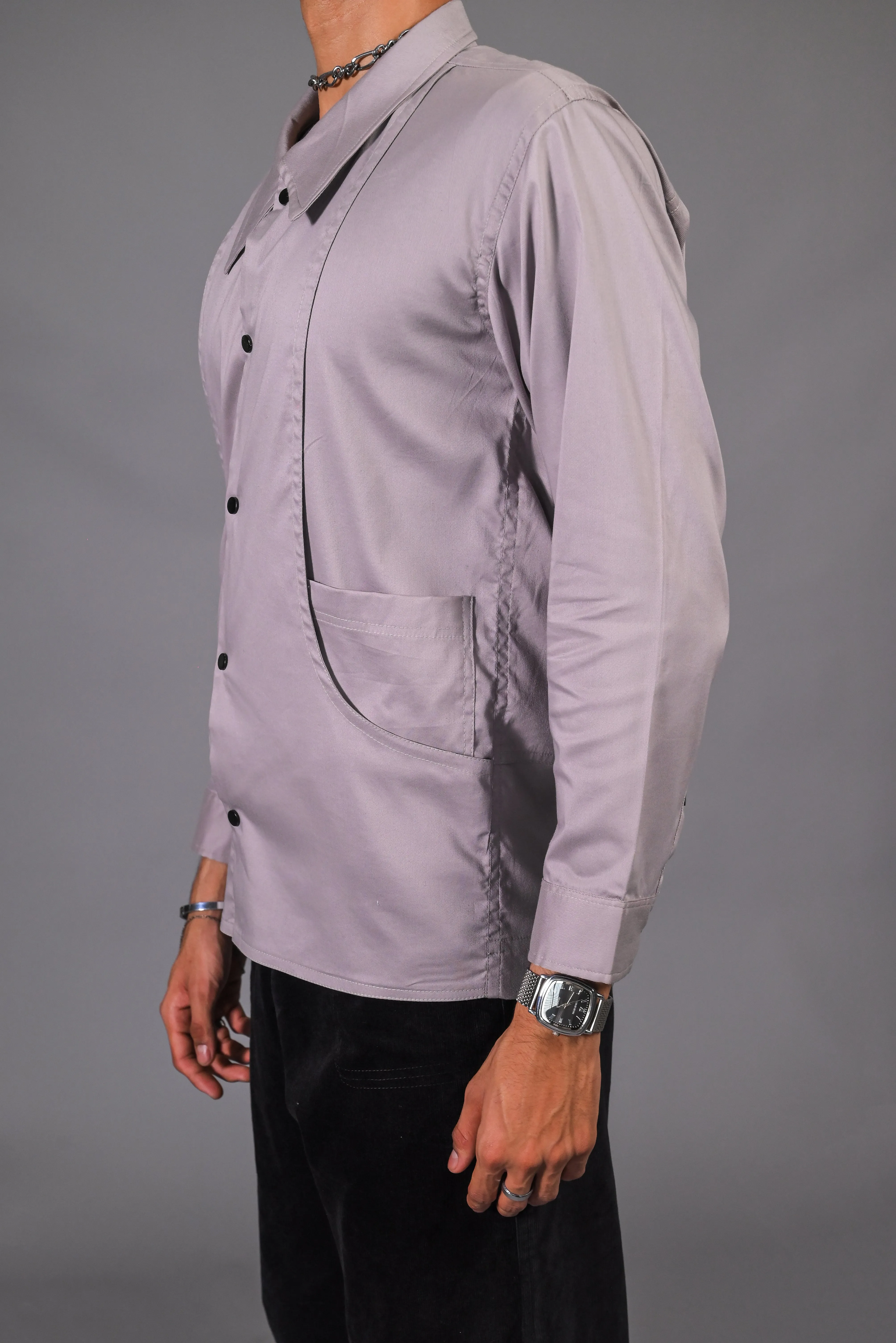 Cool Grey Panel Jacket - Panel Pocket Jacket
