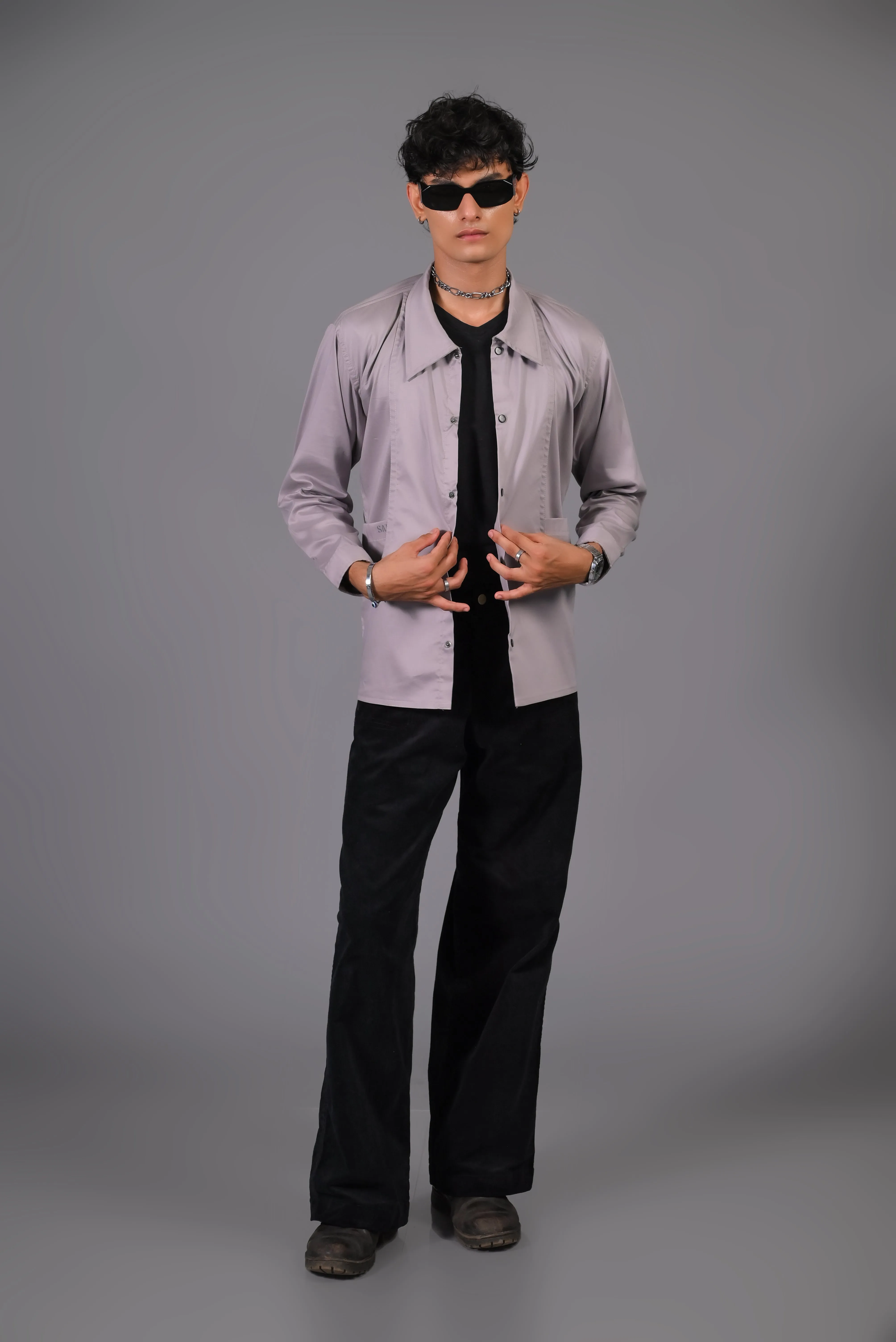 Cool Grey Panel Jacket - Panel Pocket Jacket