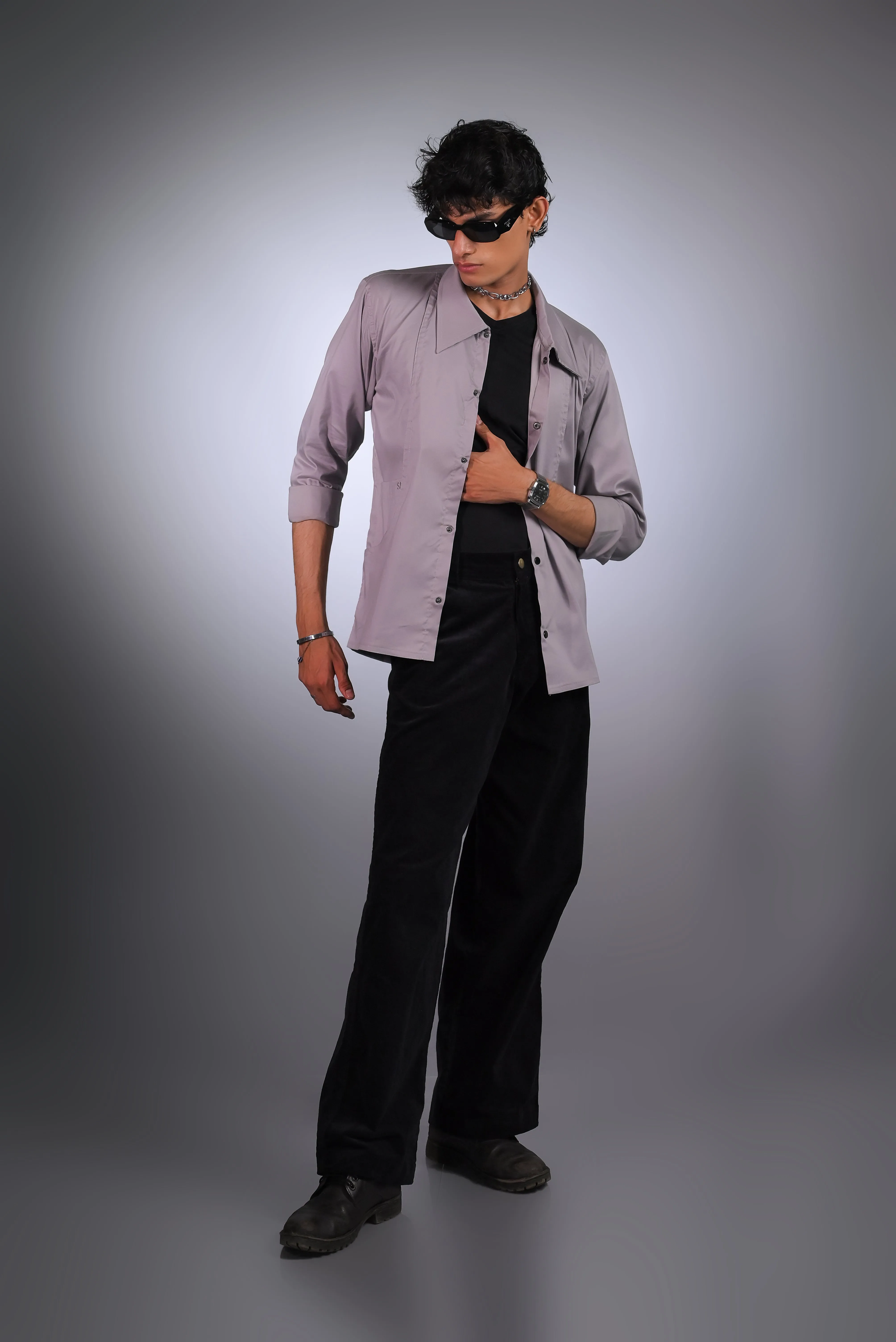 Cool Grey Panel Jacket - Panel Pocket Jacket
