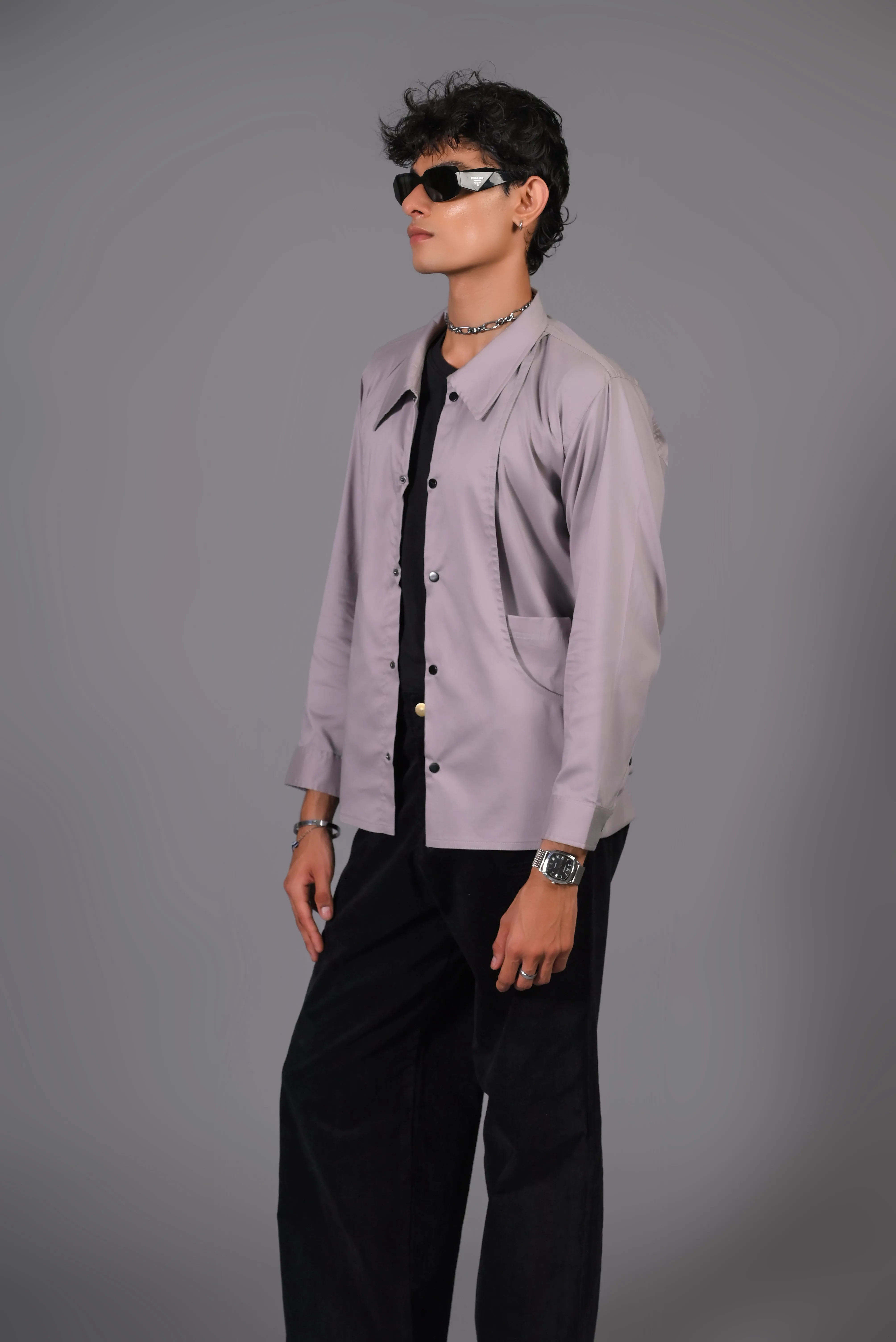 Cool Grey Panel Jacket - Panel Pocket Jacket