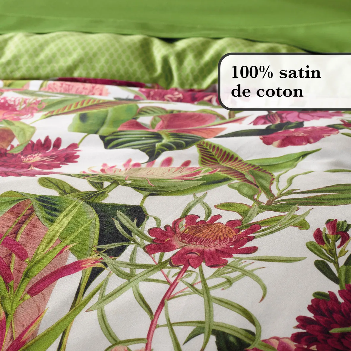 Drap-housse satin de coton - Vert