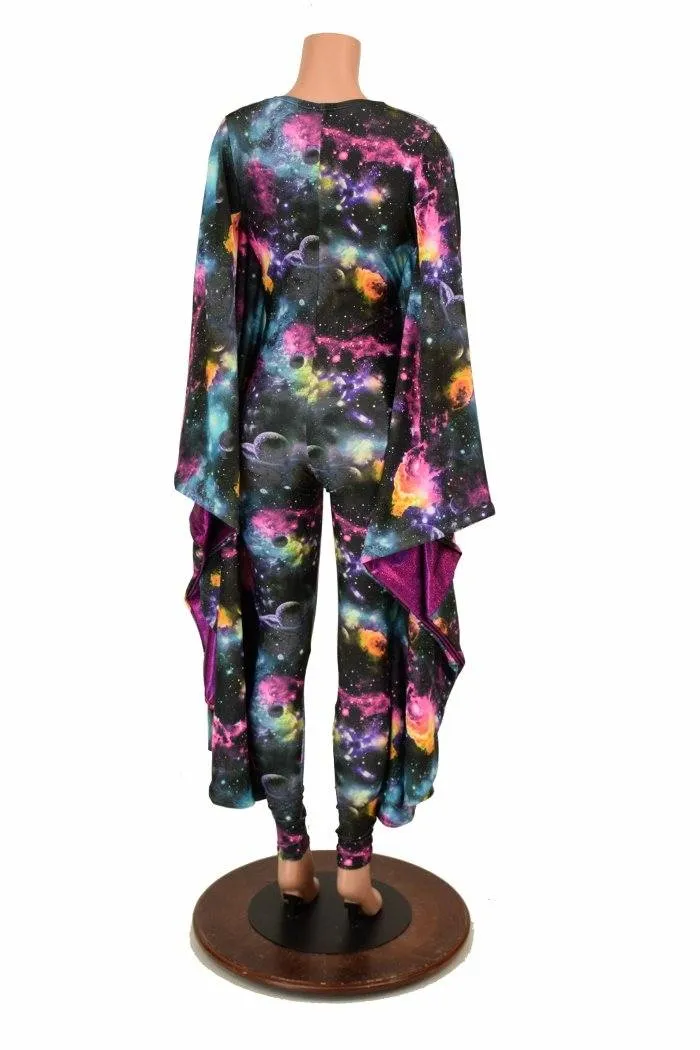 Galaxy and Fuchsia Sparkly Jewel Batwing Catsuit