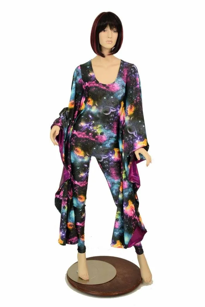 Galaxy and Fuchsia Sparkly Jewel Batwing Catsuit