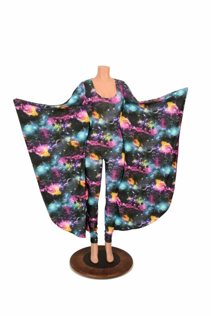 Galaxy and Fuchsia Sparkly Jewel Batwing Catsuit