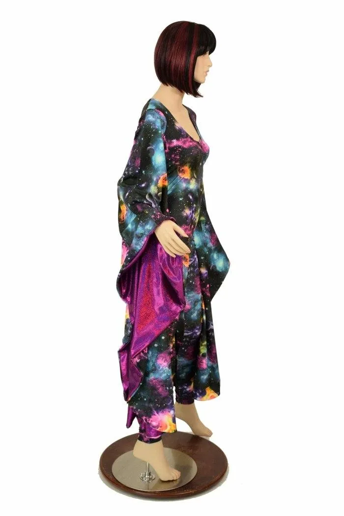 Galaxy and Fuchsia Sparkly Jewel Batwing Catsuit