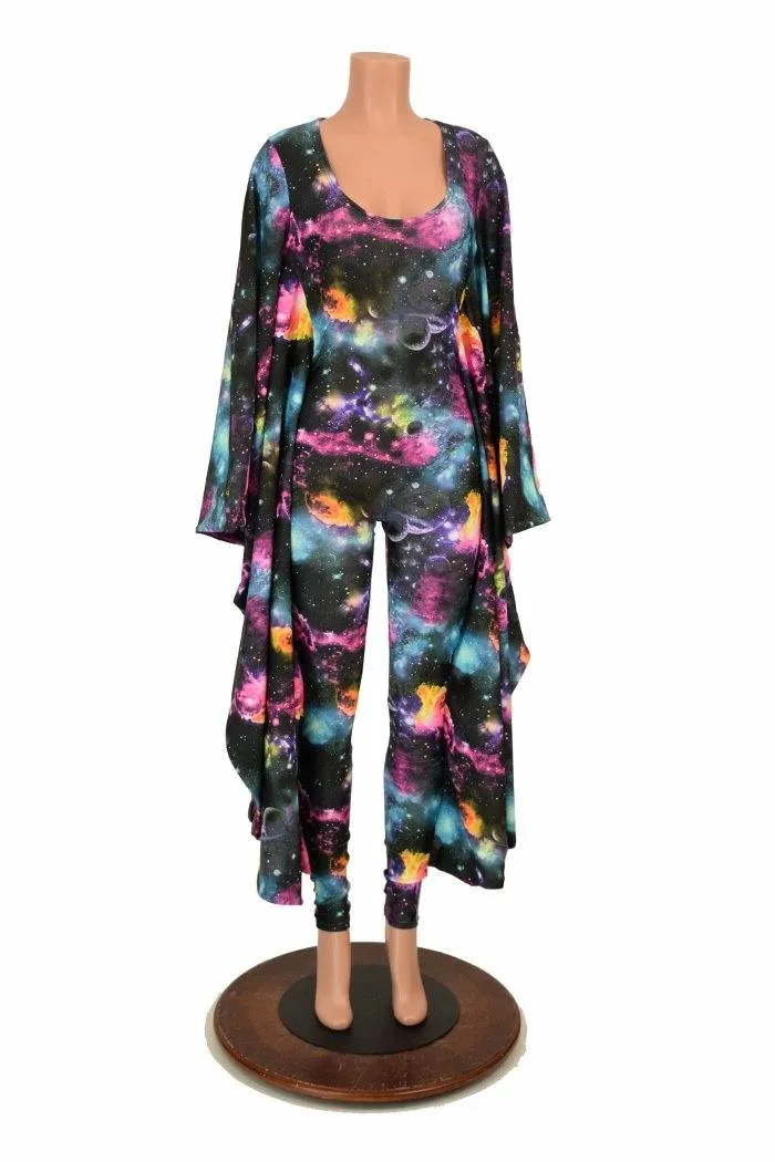 Galaxy and Fuchsia Sparkly Jewel Batwing Catsuit
