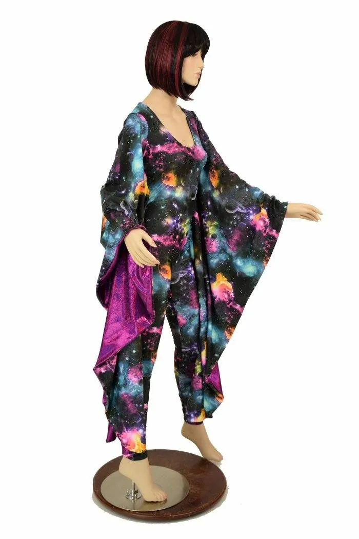 Galaxy and Fuchsia Sparkly Jewel Batwing Catsuit