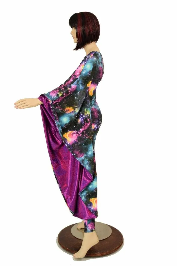 Galaxy and Fuchsia Sparkly Jewel Batwing Catsuit