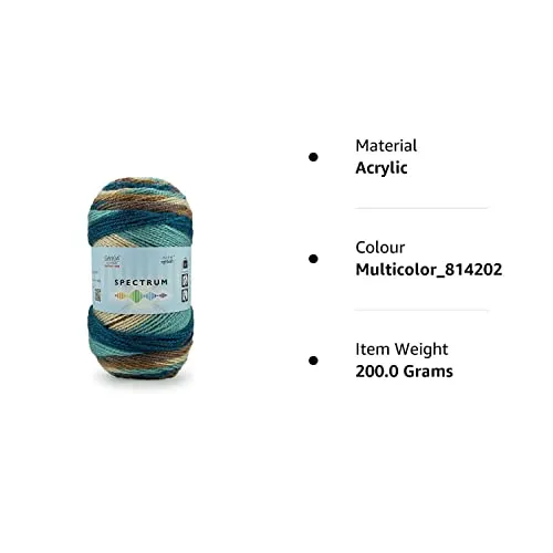 Ganga Spectrum Hand Knitting Wool Yarn (Multicolor_814202) (200gms)