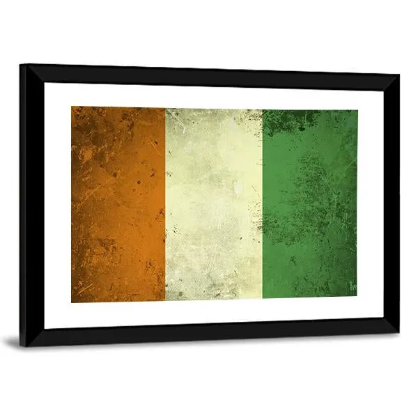 Grunge Ivory Coast Flag Canvas Wall Art