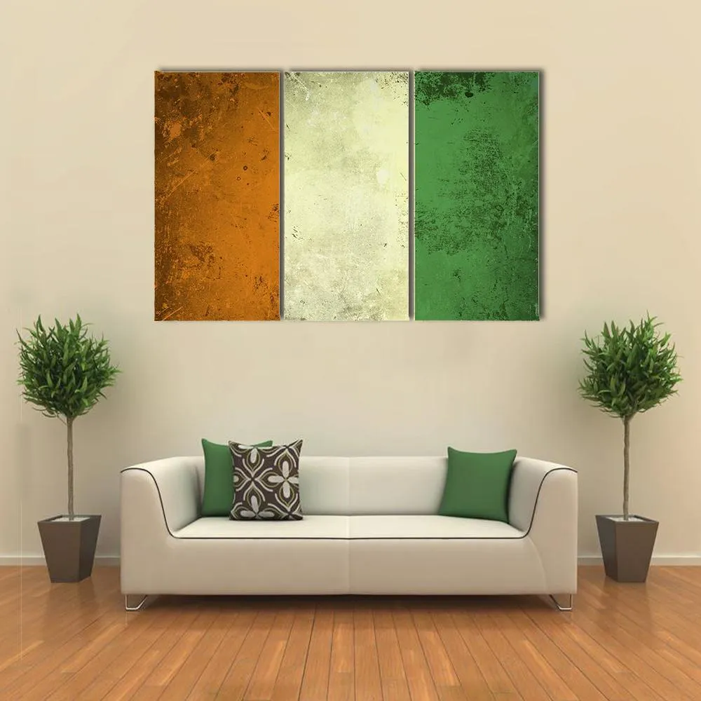 Grunge Ivory Coast Flag Canvas Wall Art