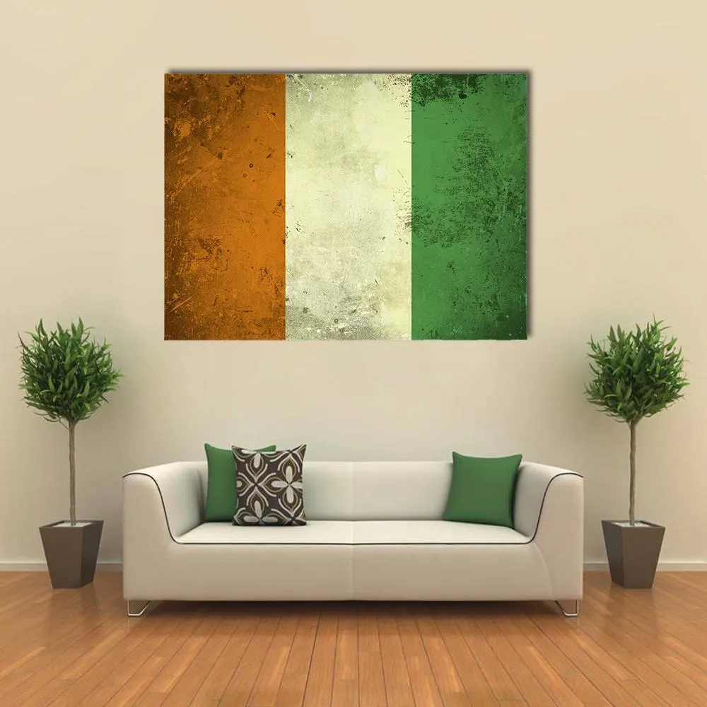 Grunge Ivory Coast Flag Canvas Wall Art