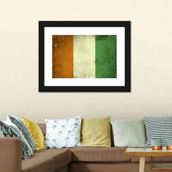 Grunge Ivory Coast Flag Canvas Wall Art