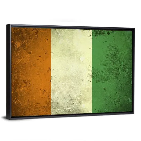 Grunge Ivory Coast Flag Canvas Wall Art