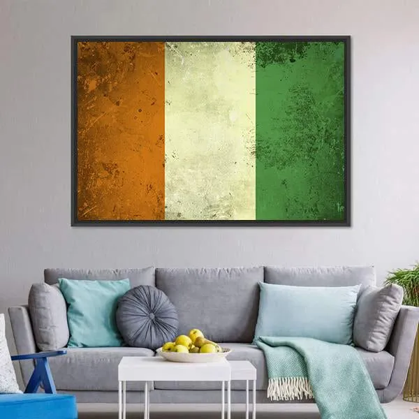 Grunge Ivory Coast Flag Canvas Wall Art