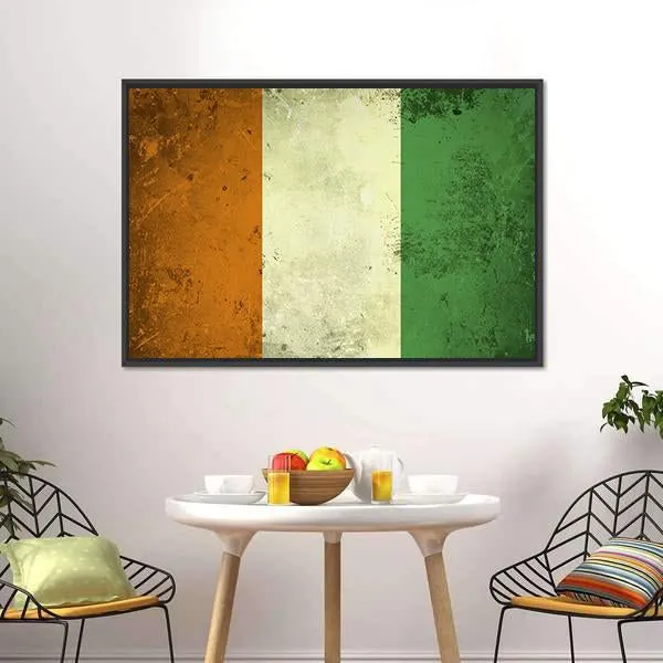 Grunge Ivory Coast Flag Canvas Wall Art