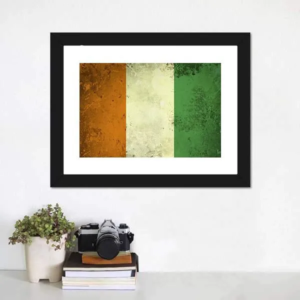 Grunge Ivory Coast Flag Canvas Wall Art
