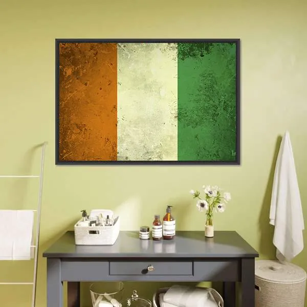 Grunge Ivory Coast Flag Canvas Wall Art