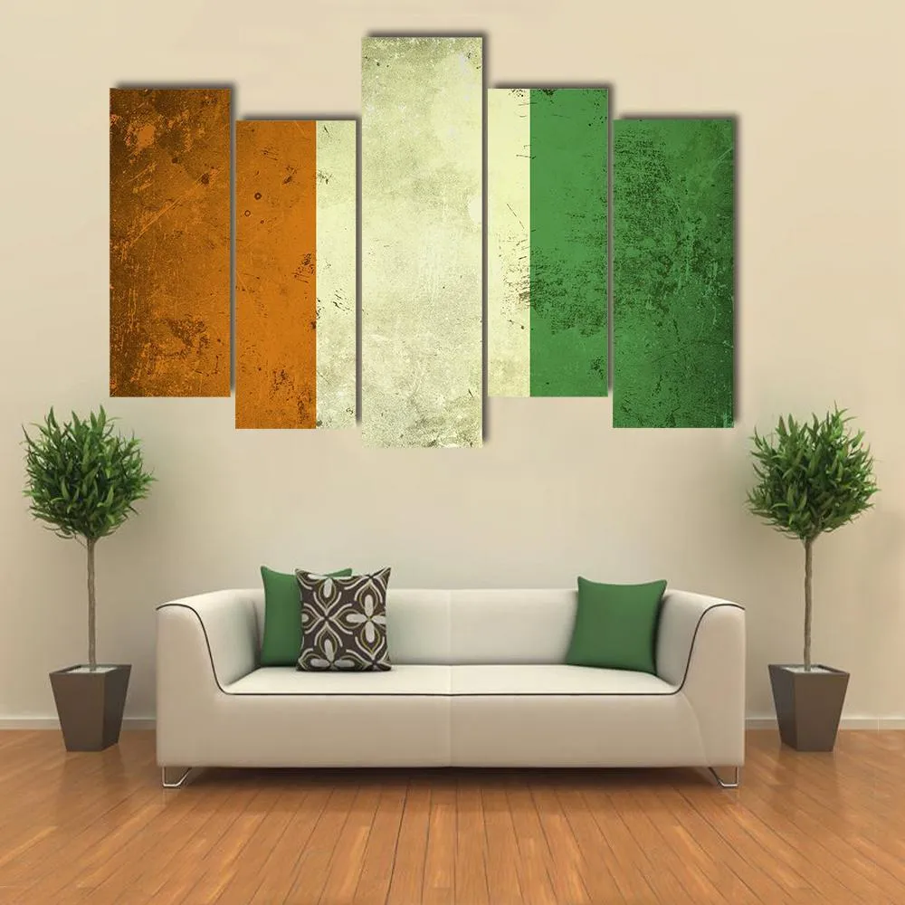 Grunge Ivory Coast Flag Canvas Wall Art